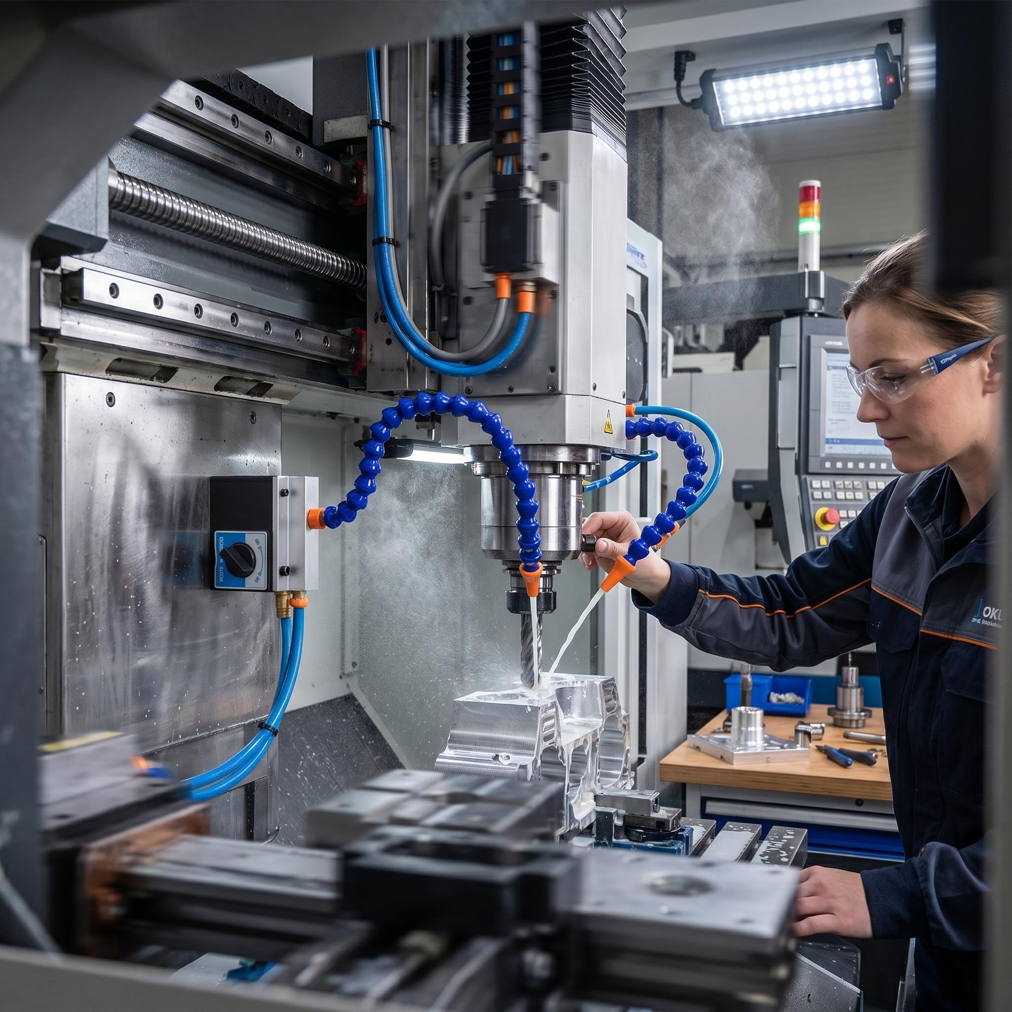 Zerodis Kühlmittels Ch Lauch mit Magnetischer Basis, 300mm Verstellbarer Magnetischer Basis Kühlmittel Flexibel 1/4-Zoll Einlass 1 / 2in Auslass Schlauch für Maschinen Verarbeitung