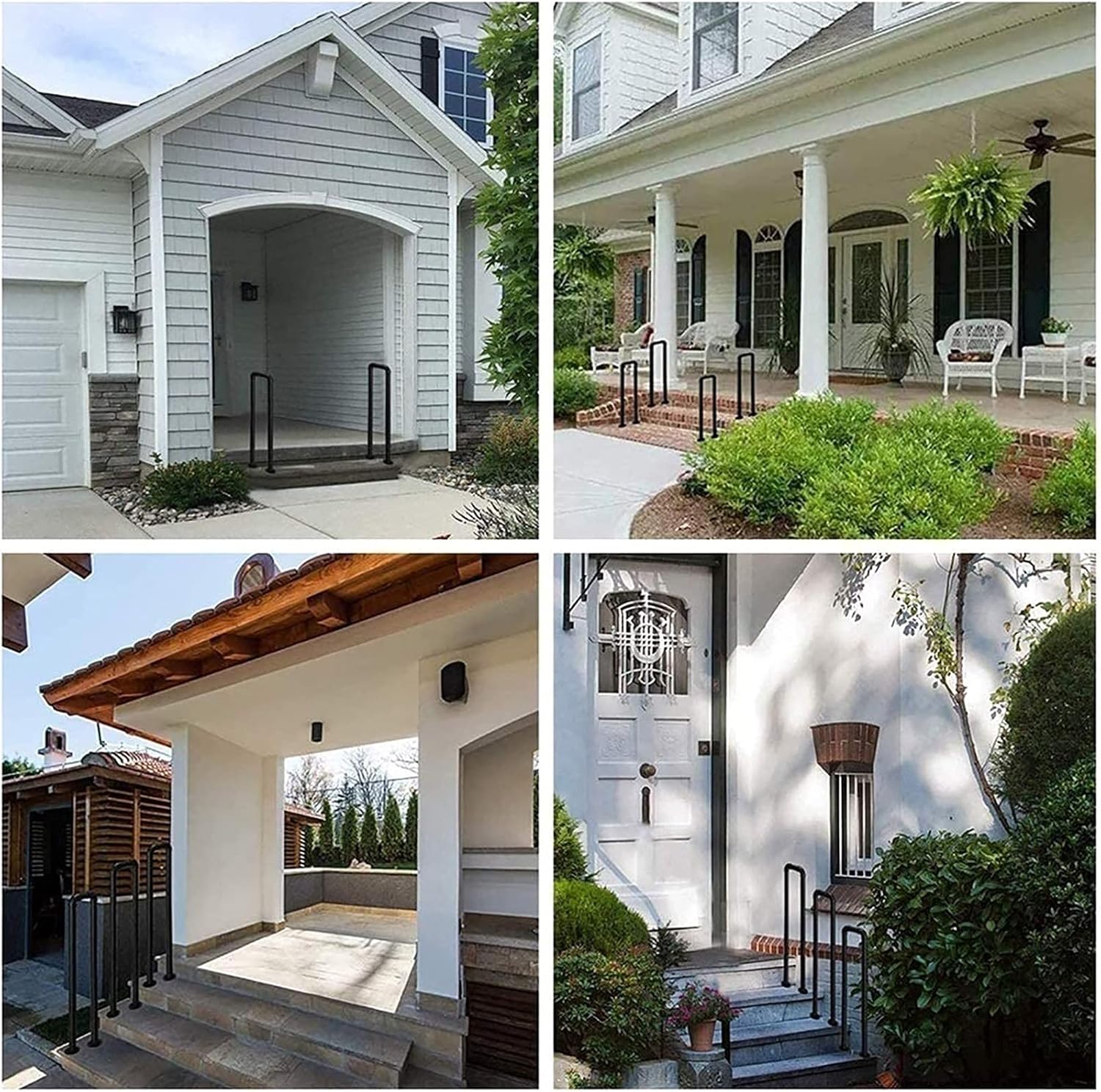 Retro U-Shaped Railings, Wrought Iron Staircase Handrail, Indoor and Outdoor Elderly Safety Non-Slip Stair Rail Banister, Complete Kit, 1pack (Size : 35cm)