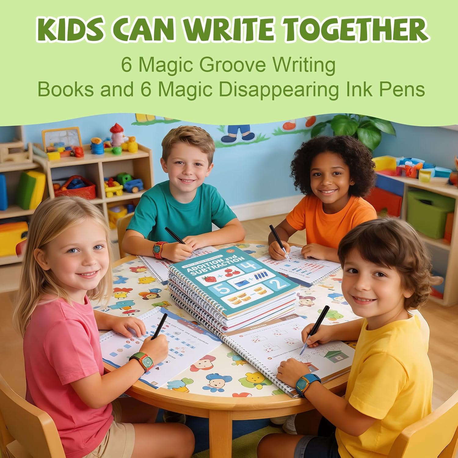 Magic Grooved Writing Practice Books, Reusable Grooved Writing Books for Kids 3-5, Learn to Write Letters Numbers,Math,Tracing, Magic Copybooks Preschool Learning Activities-1Pack