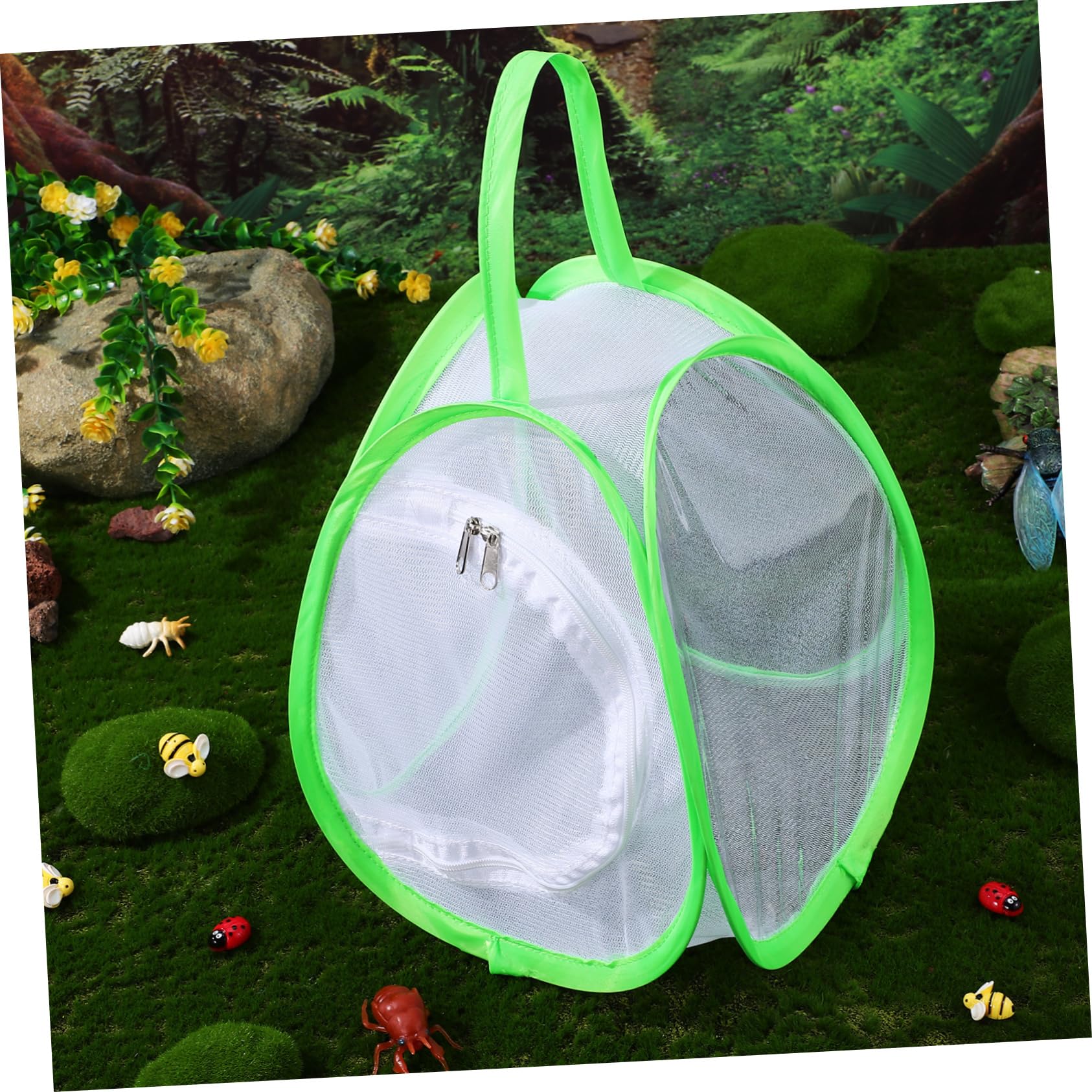 BESTonZON Jaula Hábitat Portátil 2 Piezas Verde Malla Transpirable Resistente para Insectos Exteriores Observación y Crianza Ligera Fácil Transporte
