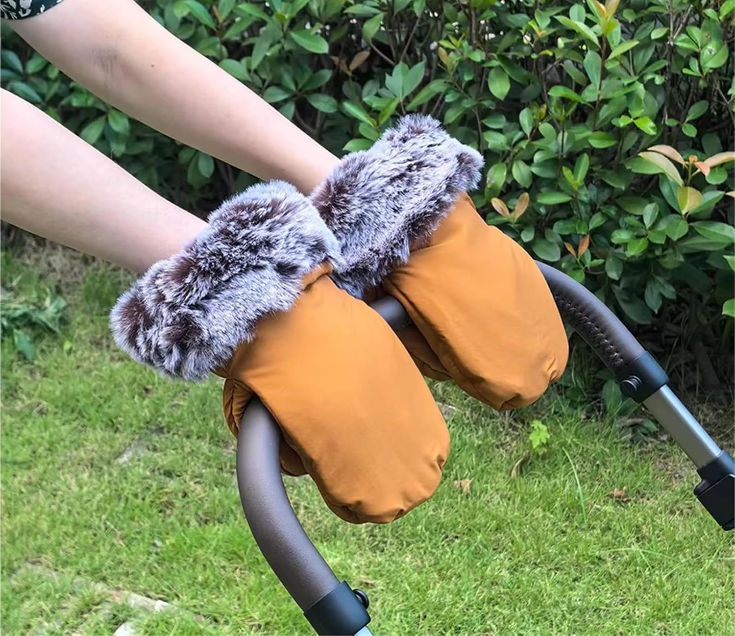 Winter Windproof Pushcart Gloves Compatible with Carriage Handle Plush