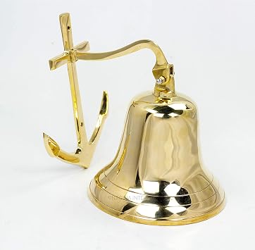 Ships Bell - Large - Solid Brass W/mounting Bracket and Anchor New