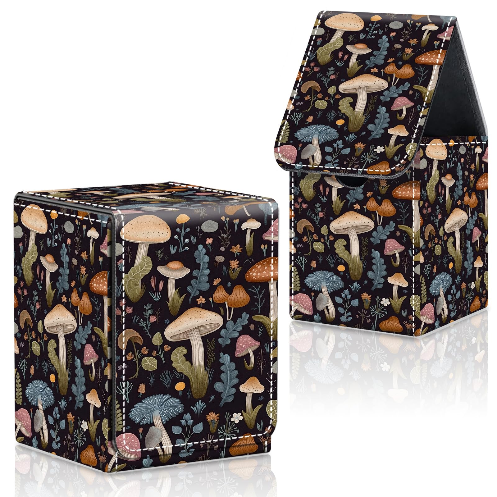 CAPAUNVDA Card Deck Box for MTG Commander Trading Cards with Magnetic Closure,Premium Card Storage Box Case Cover for MTG TCG CCG Magic Cards,Wild Weed Mushroom