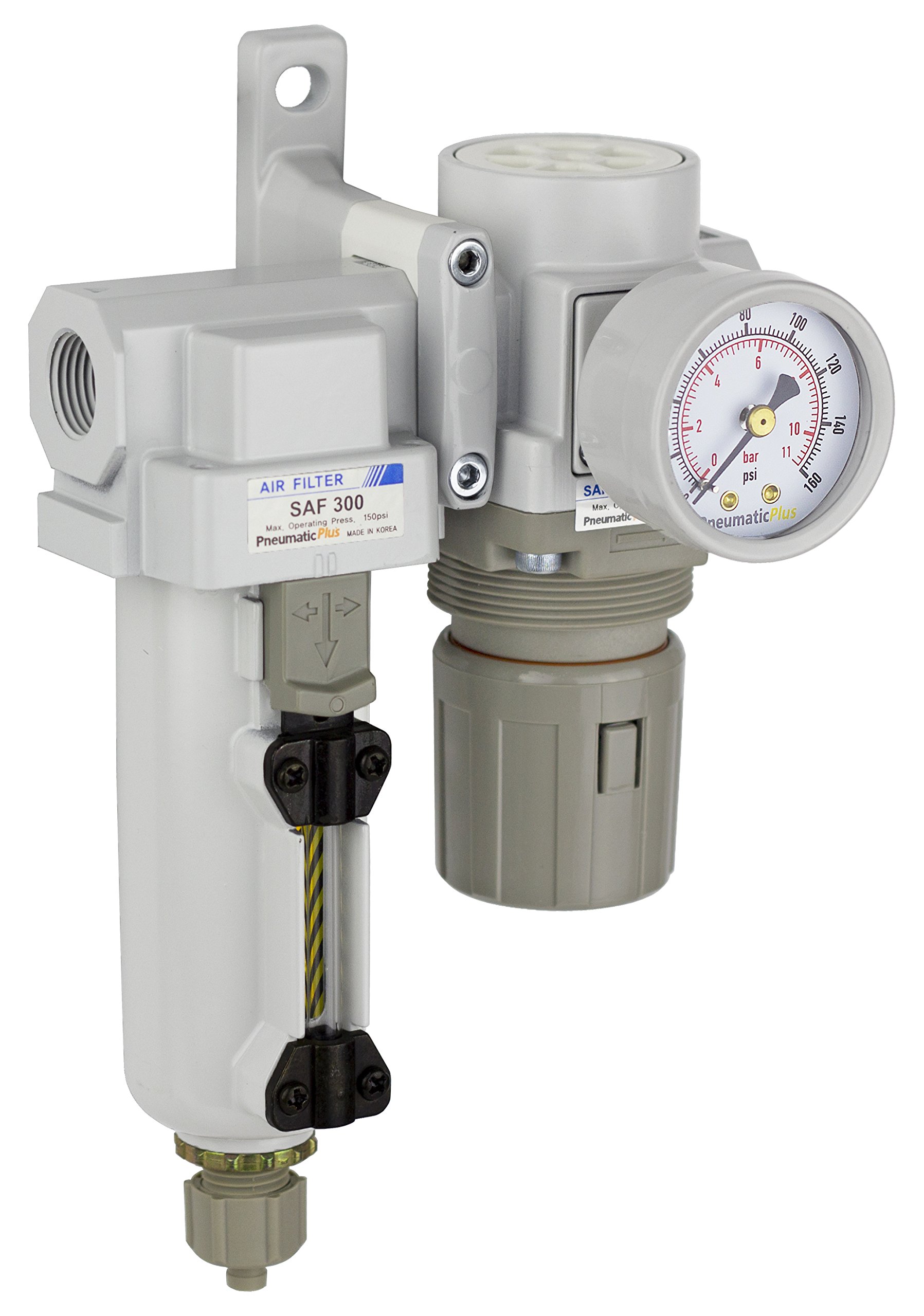 Pneumaticplus sau320-n03g-mep regolatore filtro aria compressa Combo 3/20,3 cm NPT – Ciotola di metallo, manuale di scarico, staffa, manometro