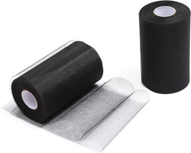 ZADAWERK® Tiul - 15 cm x 45 m - czarny - 1 rolka - dekoracja stołu - ślub - tiul świąteczny - prezent - kokardka - welon - tutu