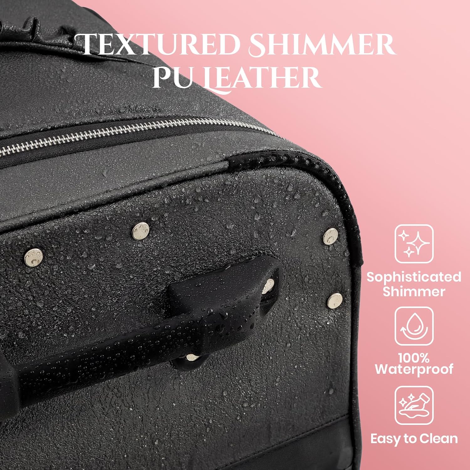 Fanwoli 23" Dance Bag with Garment Rack | Luminous Poise Collection | Waterproof Textured Shimmer | Competition Travel Duffel Luggage for Cheer, Skating, Gymnastics & Sleepover | Galaxy Black