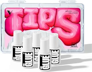 V Beauty Pure Square Long and 5 Pack Nail Glue Bundle