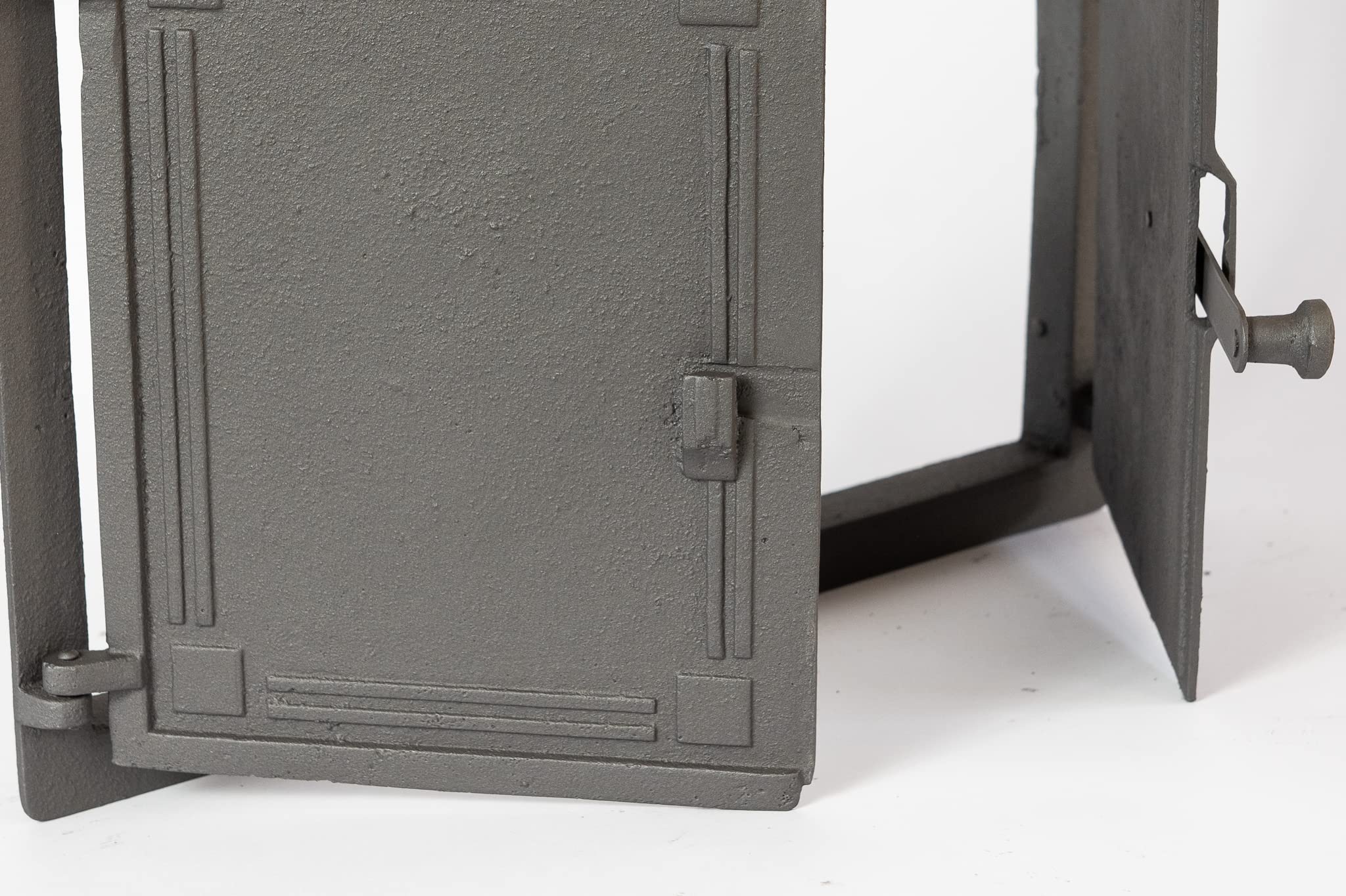 Sezam, Puerta de horno de hierro fundido, puerta doble para horno de pizza de 48 x 32,5 cm, con termómetro de 500 C, horno de pan, cocina de jardín y cámara de ahumado, color grafito