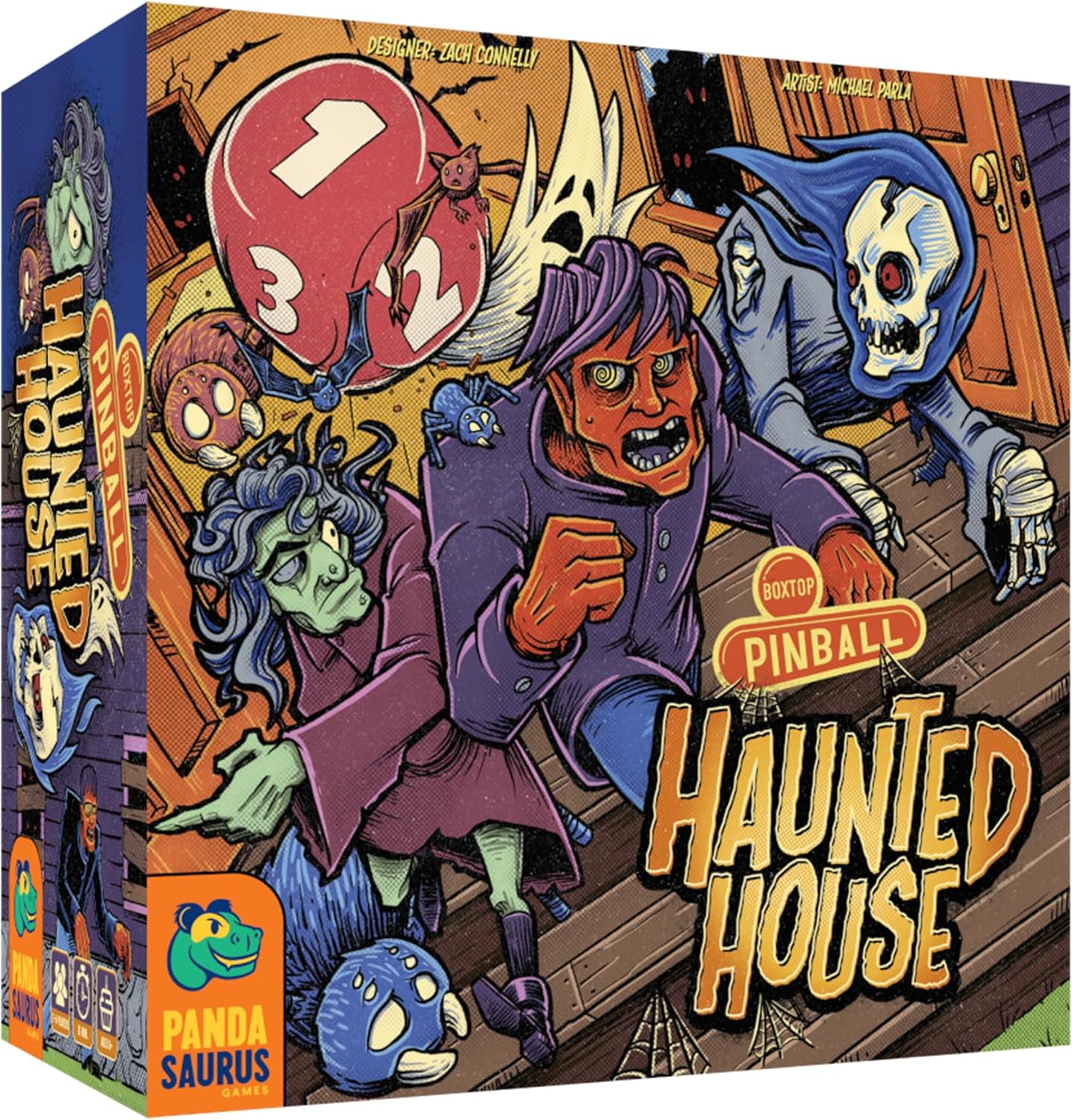 Boxtop Pinball: Haunted House - Exciting Family Pinball Adventure! Fun Monster Themed Tabletop Game for Kids & Adults, Ages 8+, 1-4 Players, 15 Minute Playtime, Made by Pandasaurus Games