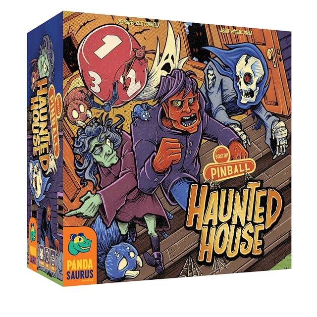 Pandasaurus Games, Boxtop Pinball: Haunted House, Family Game in English for 1 to 4 Players Ages 8+