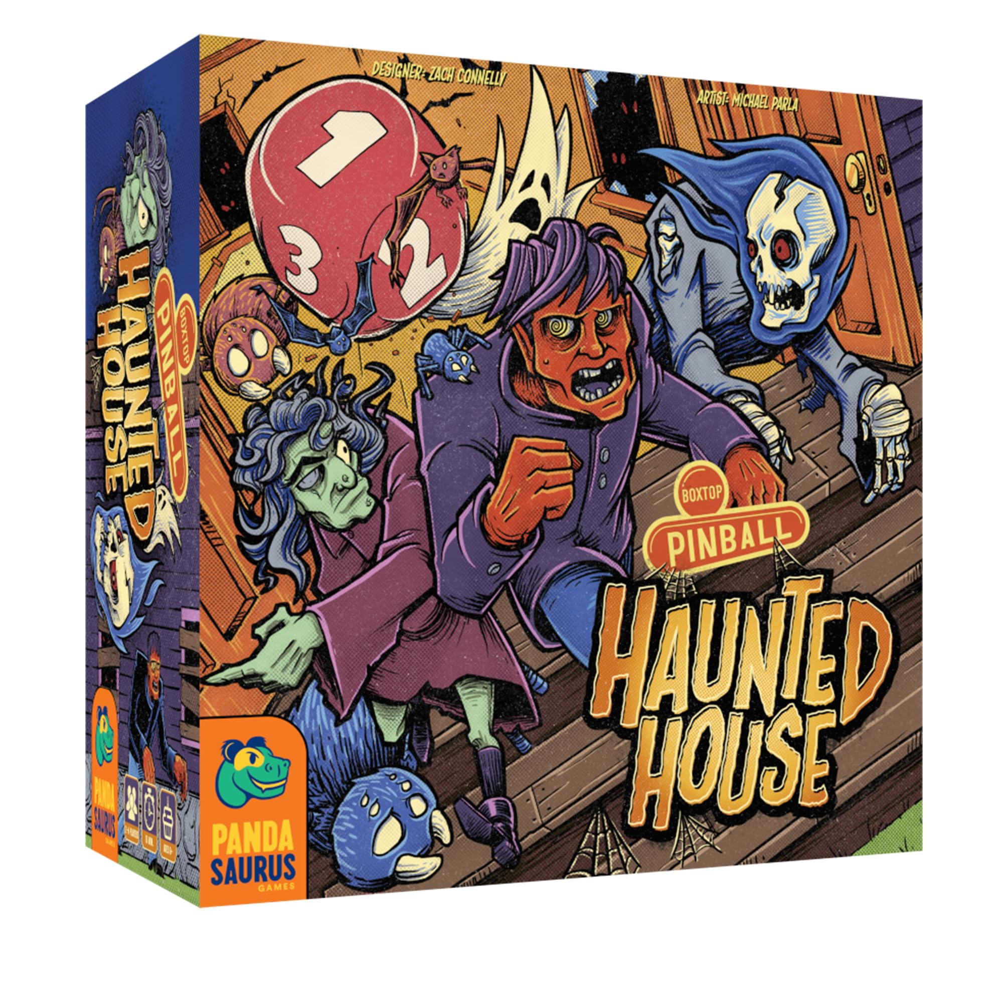 Pandasaurus Games, Boxtop Pinball: Haunted House, Family Game in English for 1 to 4 Players Ages 8+