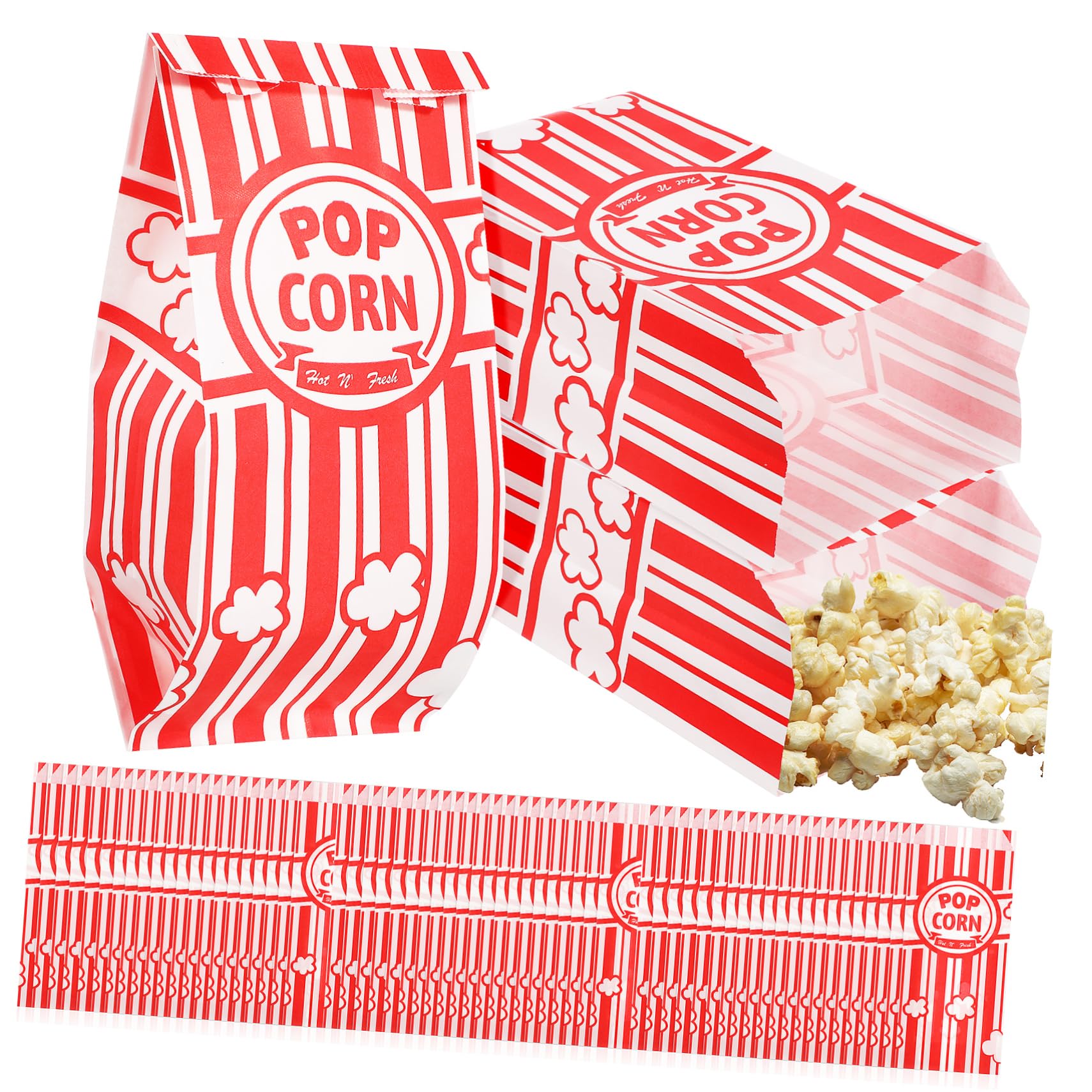 OKUMEYR 100 Pcs Food Paper Bag Snacks Bag Containers for Food Snack Bag Popcorn Supplies Popcorn Containers Popcorn Paper Bags Popcorn Bag Pastry Bags Cookie Bags Popcorn Holders Cardboard