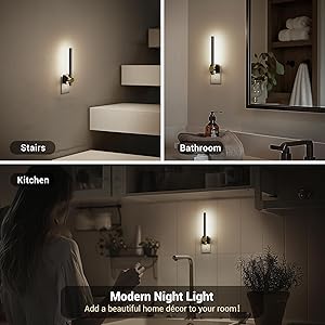 JandCase Night Lights Plug into Wall,0-200LM Dimmable LED Nightlights, Daylight White 5000K Vanity Night Light With Auto Light Sensor for Bathroom Dressing Room, 1 Pack