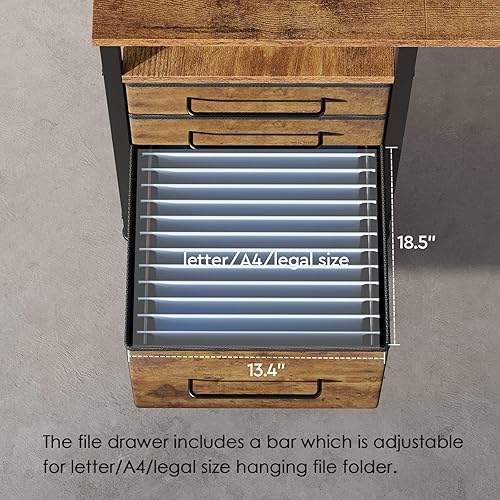 Miniatura 5 de Maihail Maihail - Escritorio de oficina en casa con estantes ajustables, escritorio de 59 pulgadas con archivador, escritorio grande para