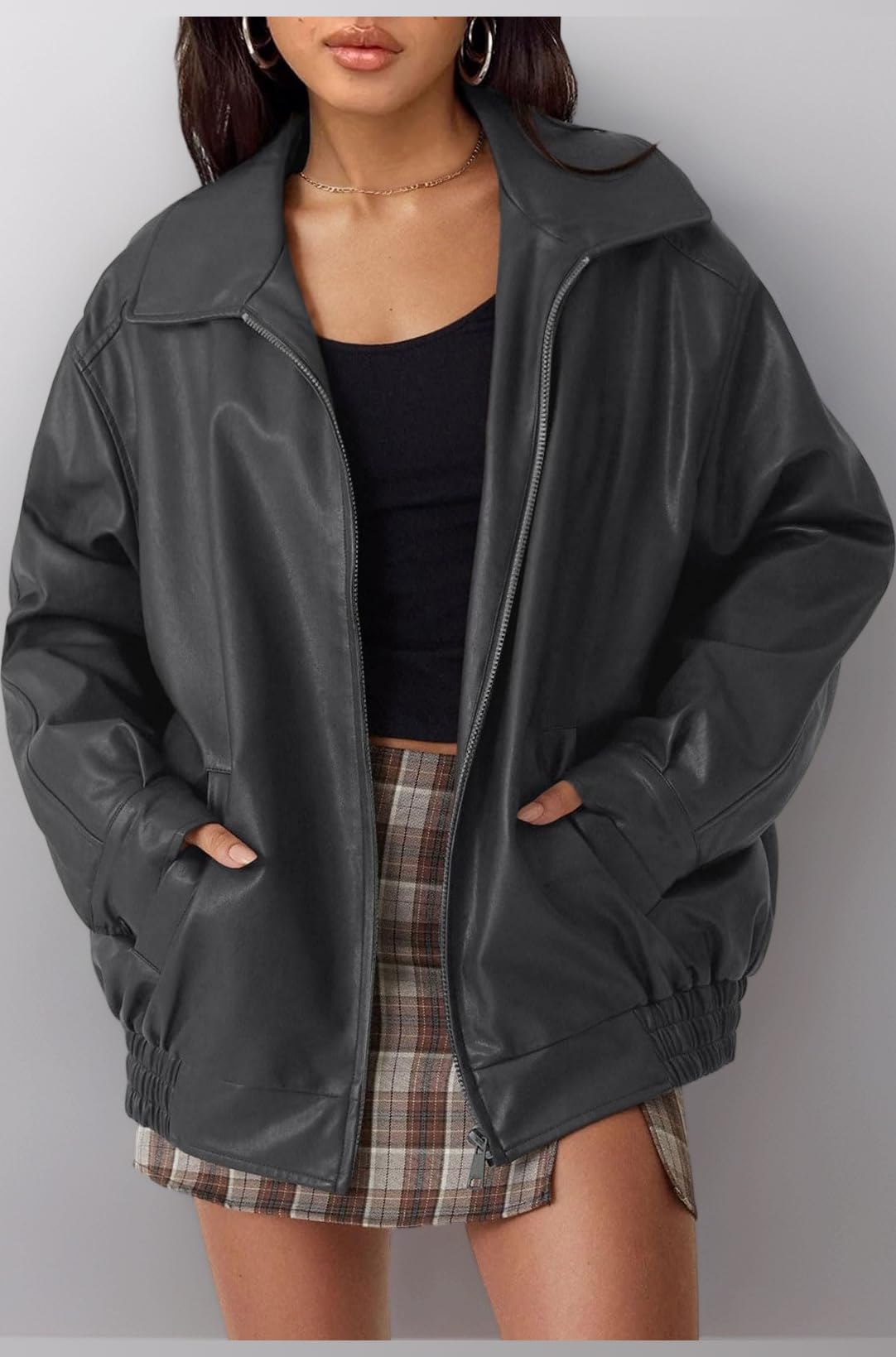 AUTOMET Womens Oversized Leather Jackets Faux Suede Fall Fashion Motorcycle Coats Winter Outfits Clothes Y2k Tops