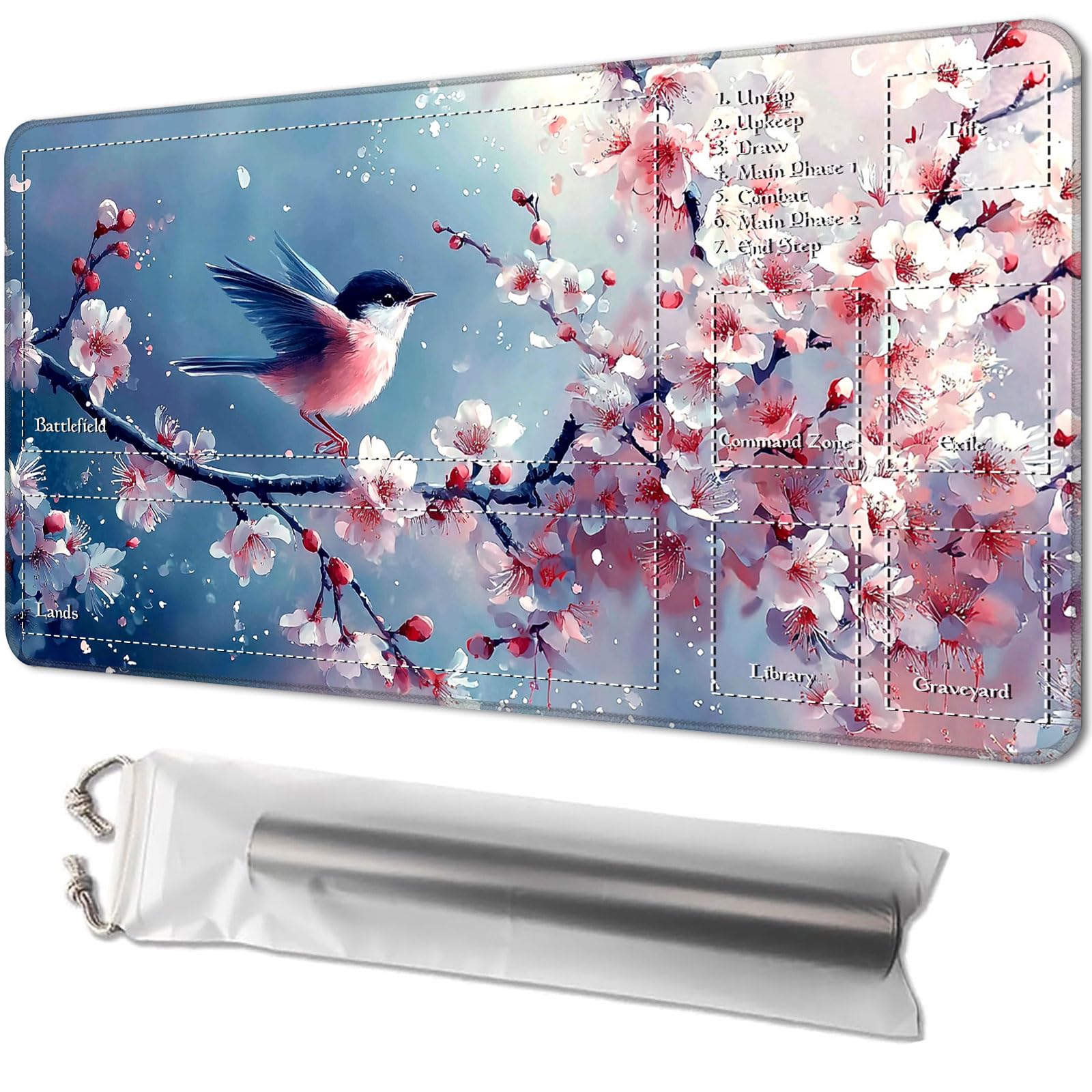 Playmat for MTG, Game Mat 24 x 14 inches, with Free Storage Bags, TCG and Board Game Mat for Cards, Ideal for Card Game Enthusiasts, Delicate Branches