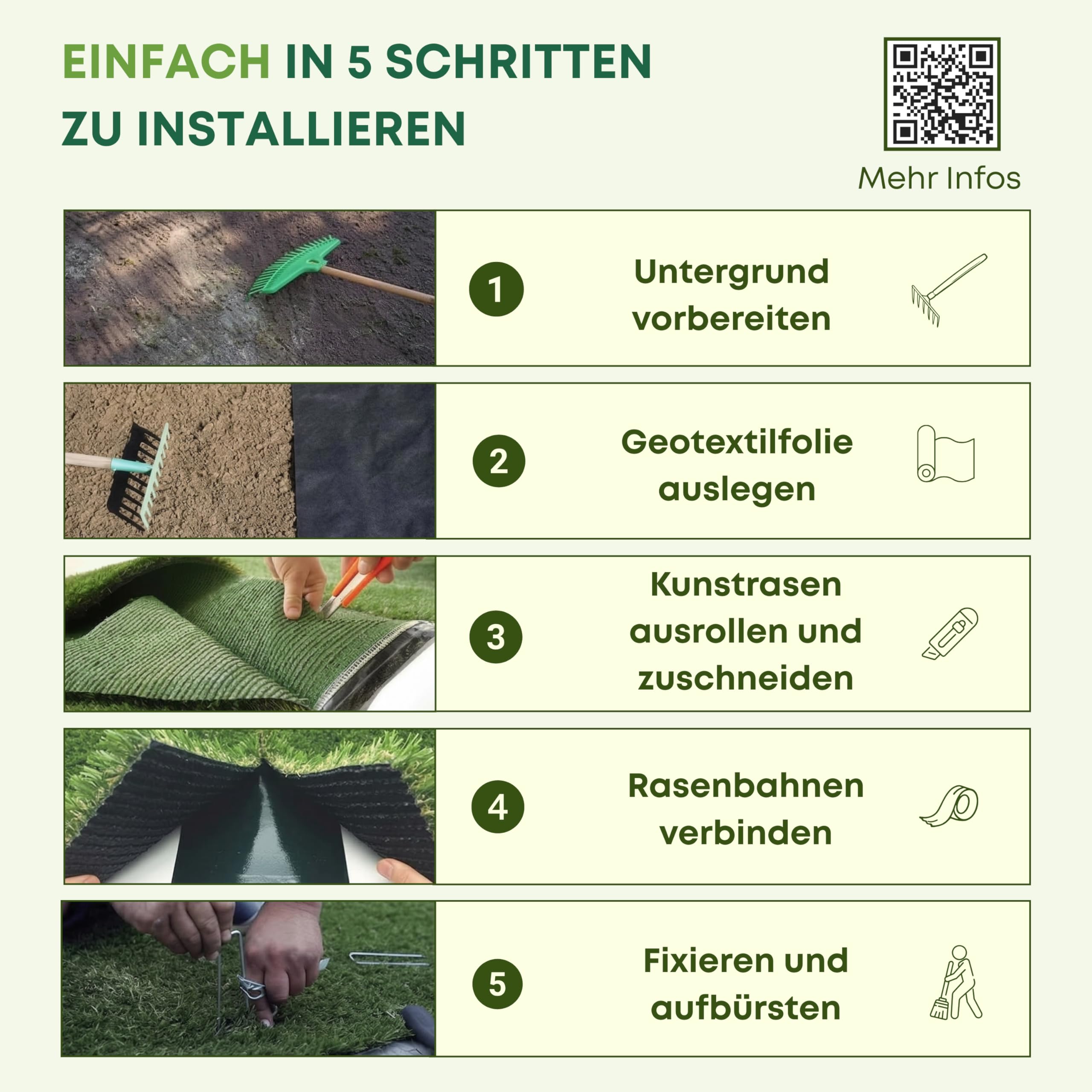 Kunstrasen 200 x 300cm (6m²) Florhöhe 35 mm - Für Balkon, Terrasse und Garten Outdoor - Natürliche Optik - Hohe Dichte mit 22.000 Stichen - UV-beständig mit Drainage - Haustierfreundlich