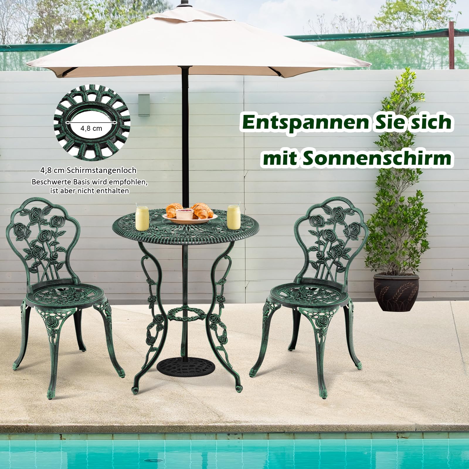 Costway Balkonmeubelset, 3-delige Tuinmeubelset Met 2 Stoelen En Tafel Weerbestendige Balkonset Terrasmeubels Tuingarnituur Zitgroep Voor Tuin Balkon Terras 1091077994
