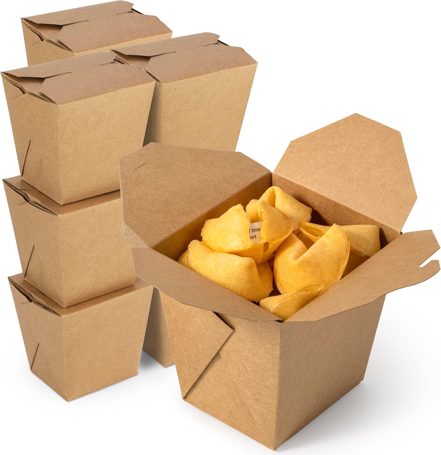 Fit Meal Prep 450 Pack 26 oz Chinese Take Out Boxes - 4.2x3.6” Plain Kraft Paperboard Food Containers, Leak and Grease Resistant Asian Rectangle To Go Boxes, Candy Buffet Box and Party Favors