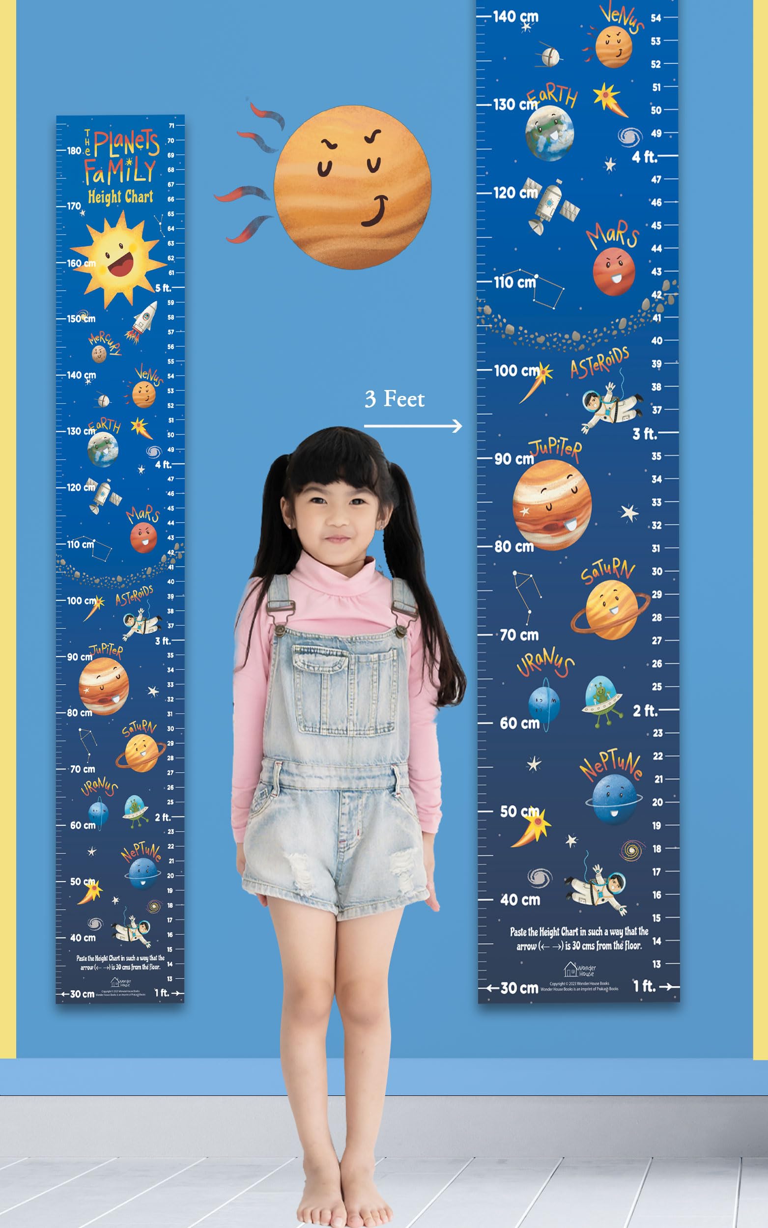 The Planets Family Height Chart (Kids' Height Chart | Height Measuring Scale Sticker | Height Chart Wall Sticker for Children | Nursery Decoration) 3