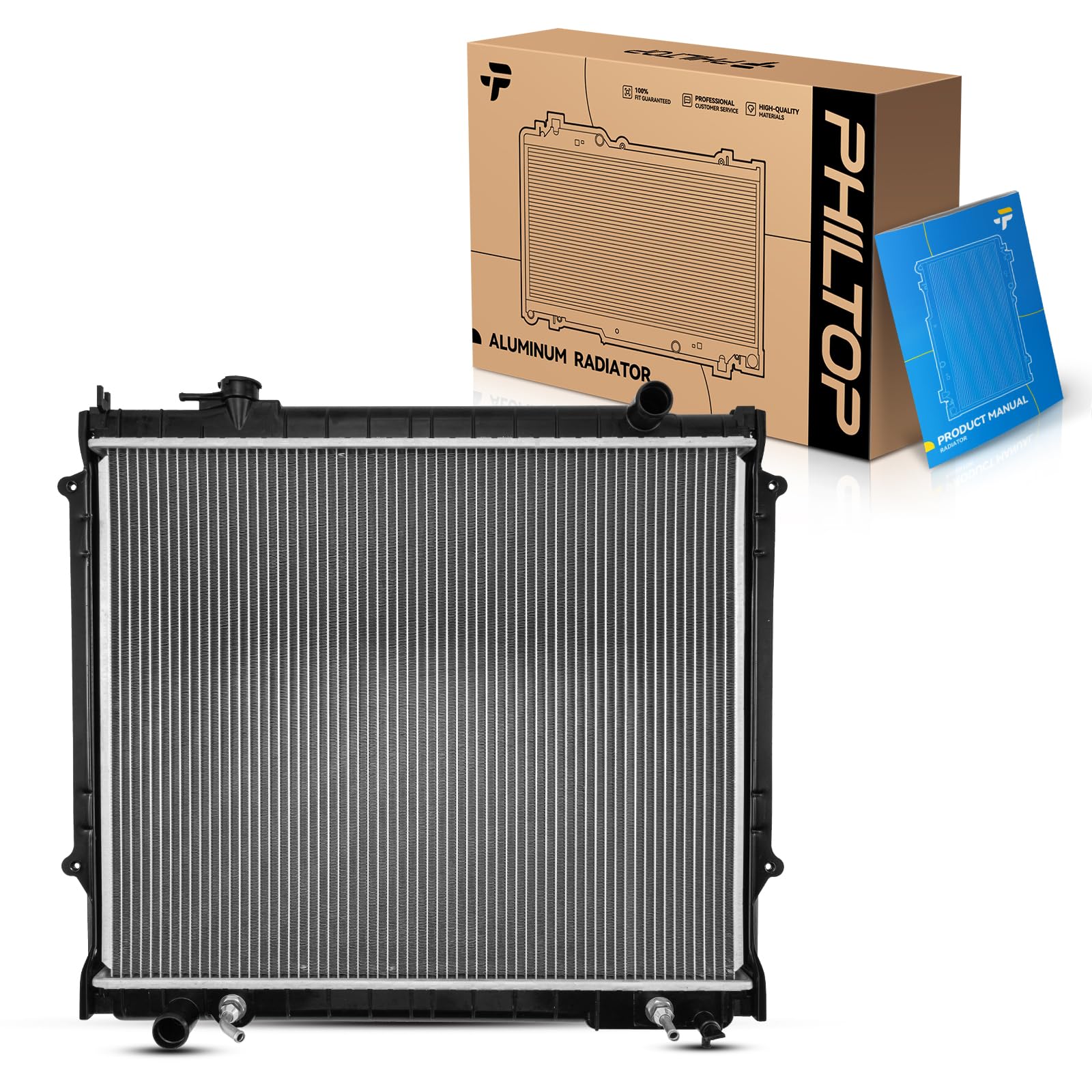 PHILTOP CU1774 Radiator 25-1/2"Core Compatible With 1995-1998 Tacoma 2.7/3.4L 1999-1999 Tacoma 2.7L, 3.4L Manual 2000-2004 Tacoma 2.7/3.4L (20-3/4 in. Between Tanks)