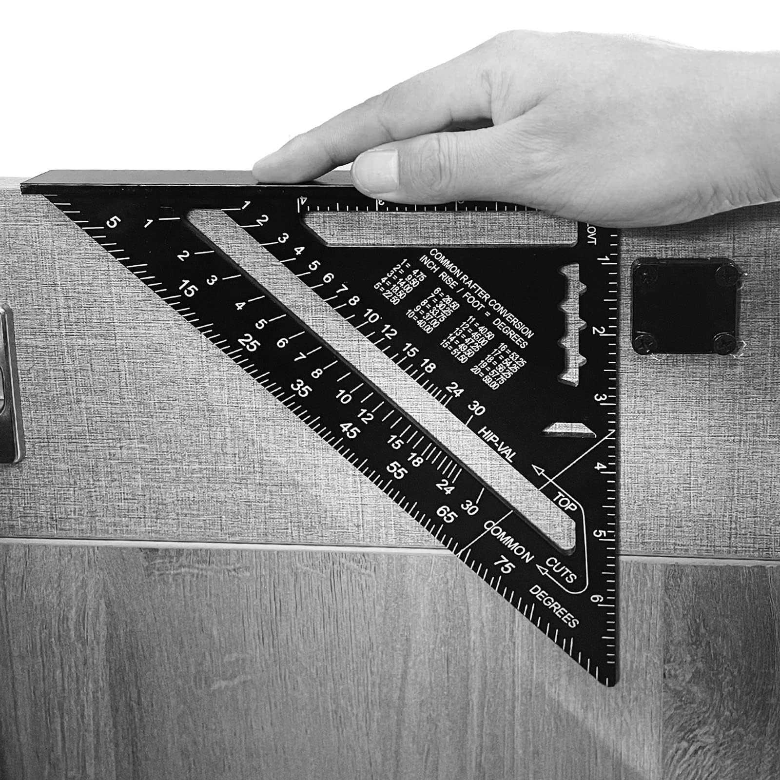 Regla triangular cuadrada de aleación de aluminio de 7 pulgadas y 12 pulgadas, regla de ángulo de doble escala, herramienta de viga cuadrada para carpintería y carpintería