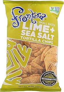 Lime with Sea Salt Tortilla Chips Made with Stone Ground Corn, Non GMO, Gluten Free, 10 Ounce (Pack of 12)