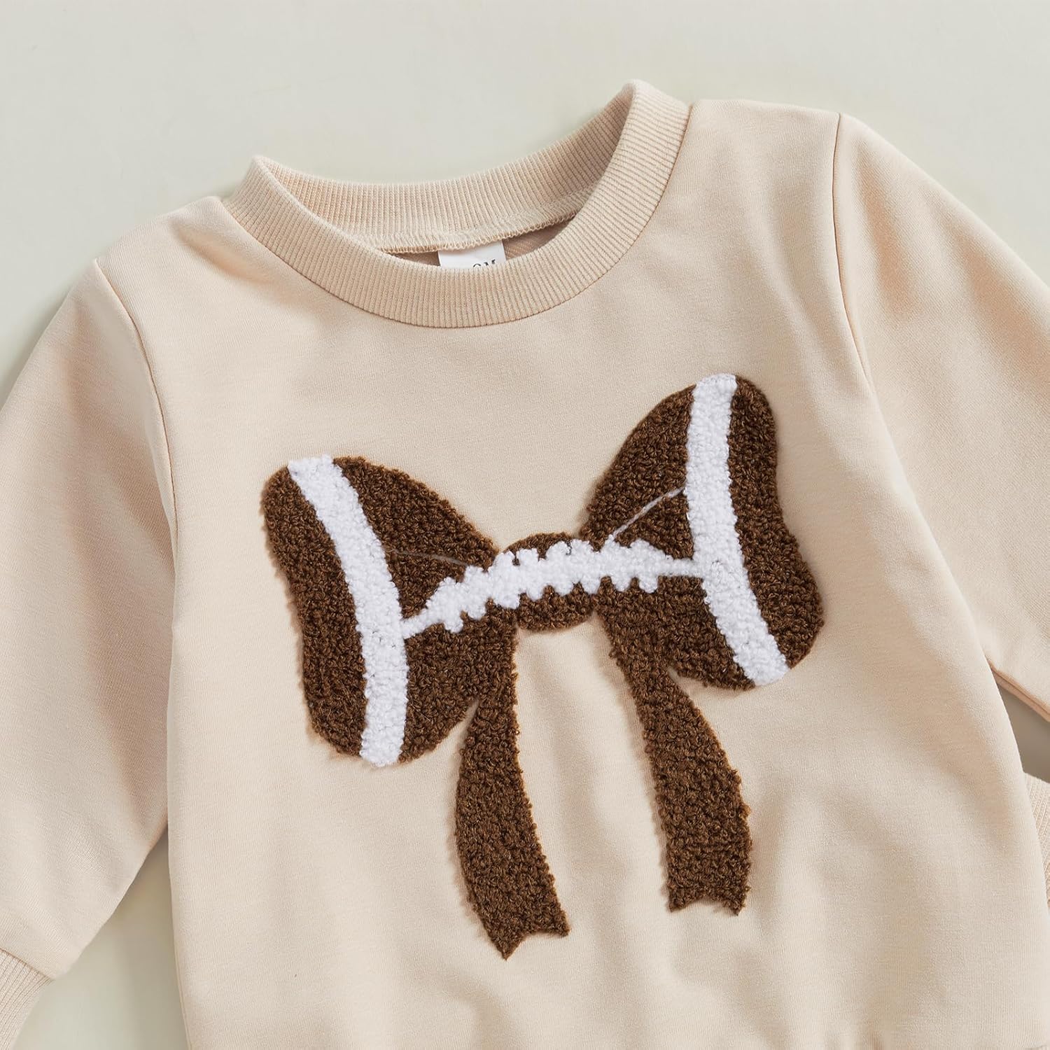 Karuedoo Toddler Baby Girl Football Clothes Football Bow Embroidery Long Sleeve Sweatshirt Top Pants Set 2Pcs Fall Outfits - Image 4