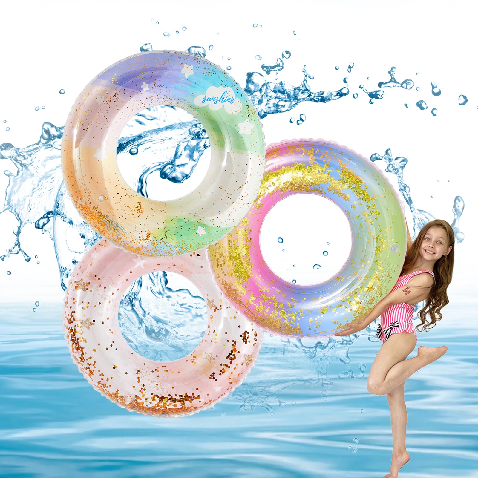 Heartsking Flotadores Piscina, Anillo de natación Inflable, Flotador Inflable, Flotador de Piscina para Piscinas de Verano y Playa para Niños 5-9 Años