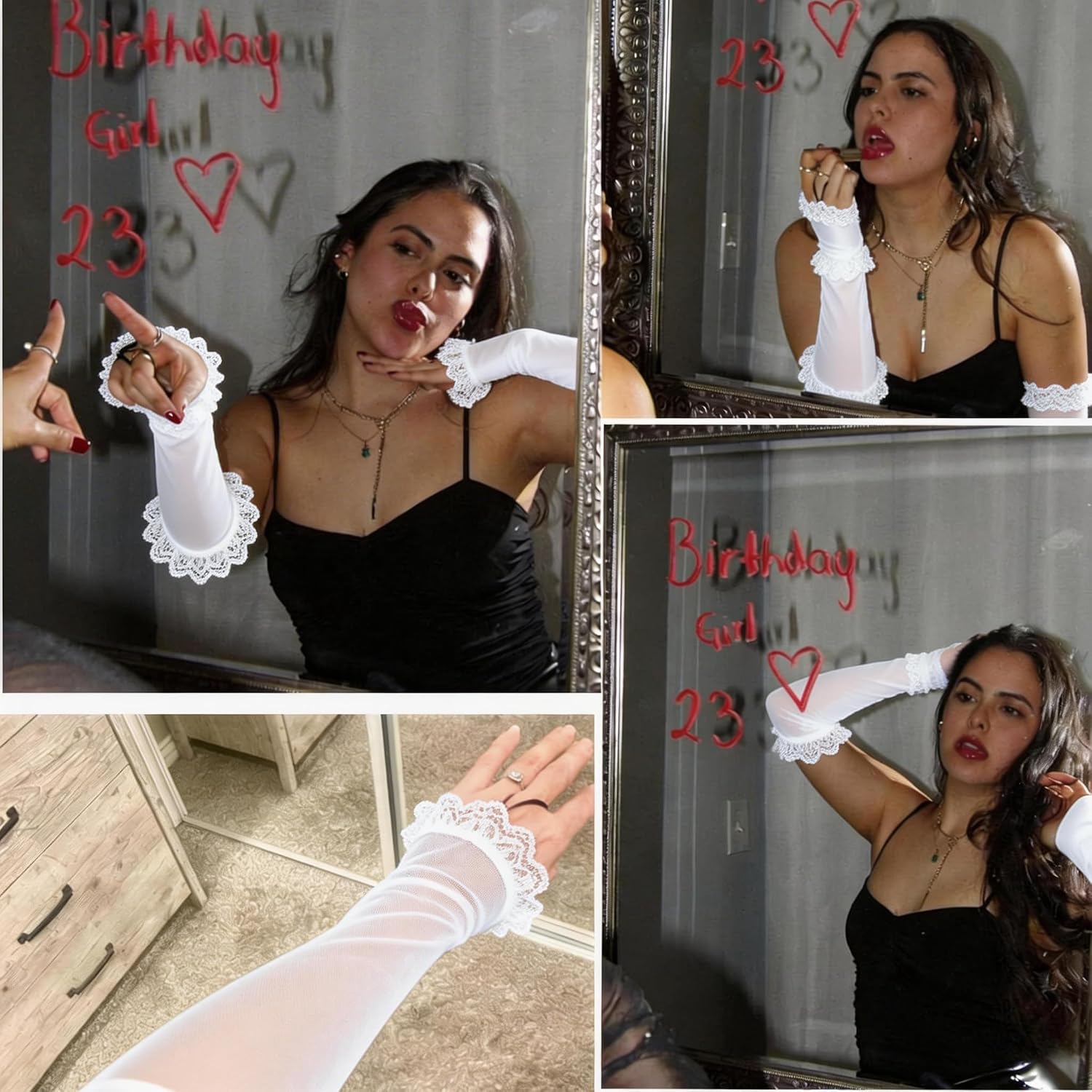 Women's Long Fingerless Opera Gloves, Elbow Length, Tulle Mesh Sheer Gloves for Wedding, Bridal Prom Costume