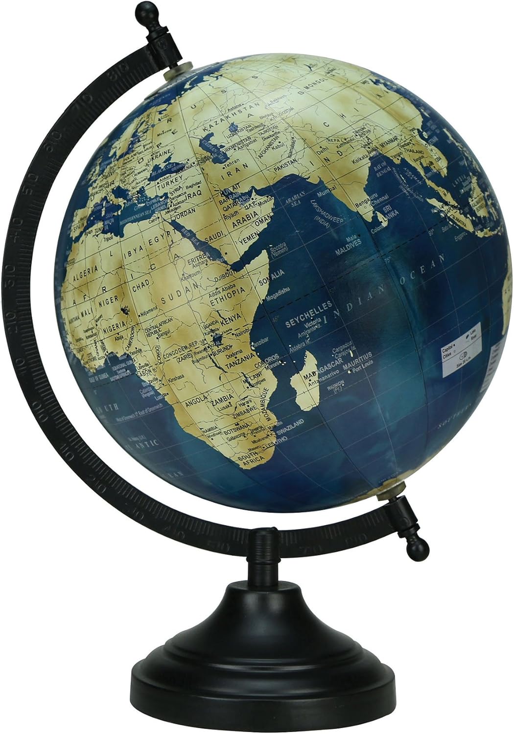 Rotating Navy Blue Color Globe Table Décor Ocean Geographical Earth Desktop Globe