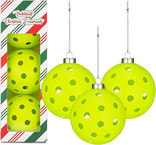 TILTECH Adorno de pickleball, adorno de Navidad de pickleball de tamaño real para árbol de Navidad, divertido regalo de pickleball, decoraciones de