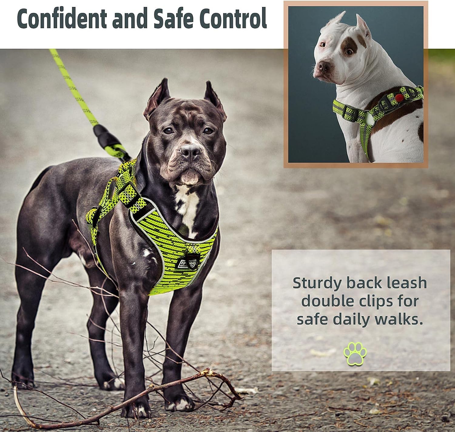 PABOBIT Dog Harness, No Pull Dog Harness and Leash Set, Reflective Adjustable Pet Vest with 5ft Dog Leash, Soft Breathable Flying Net Dog Harness for Large Medium Small Dogs (Green, L)