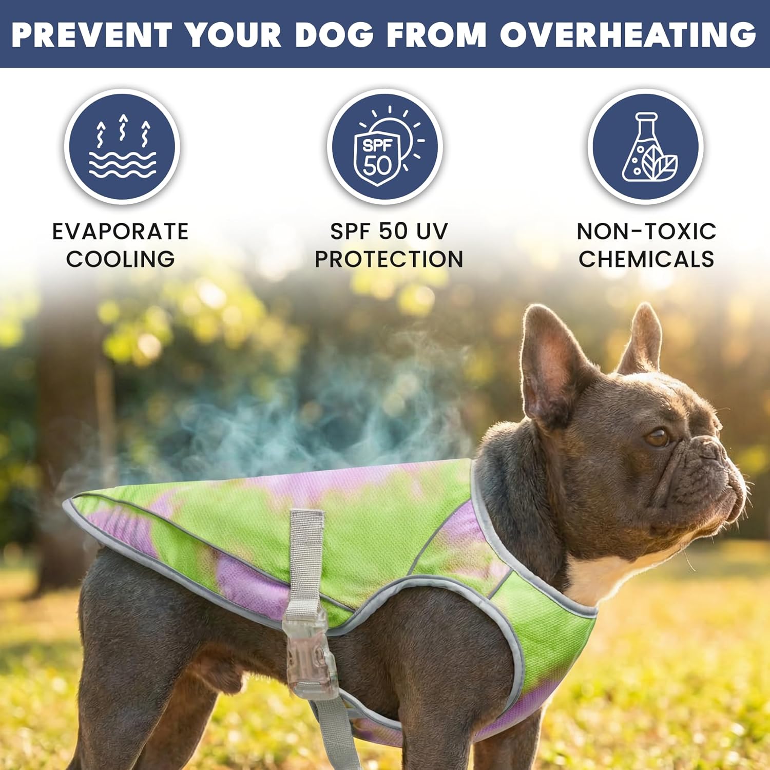 Spark Paws Dog Cooling Vest - SPF 50 UV Sun Protection - Summer Heat Relief Gear for Dogs, Lightweight, Evaporative Cooling - Dog Anxiety Relief Vest During Hot Days - Neon Purple - Size L
