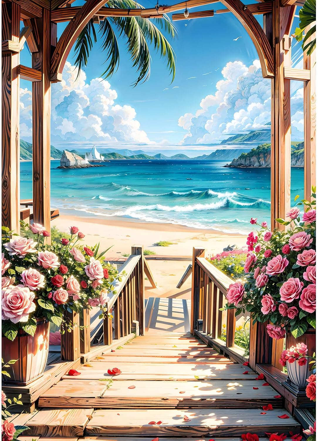 DPHERO Diamond Painting 5D Fleurs Colorées Kit Complet Broderie Diamant 30x40cm