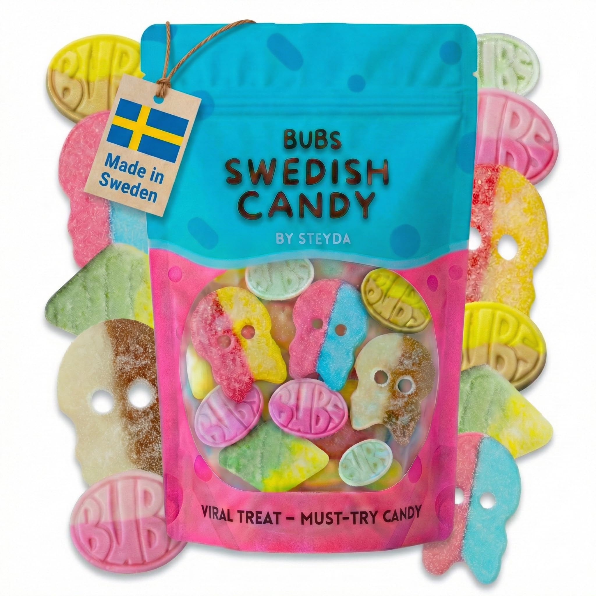 Bubs Swedish Candy 0,5 lb, Swedish Candy Bubs Mix, Skulls, Swedish Godis, Gummy Candy