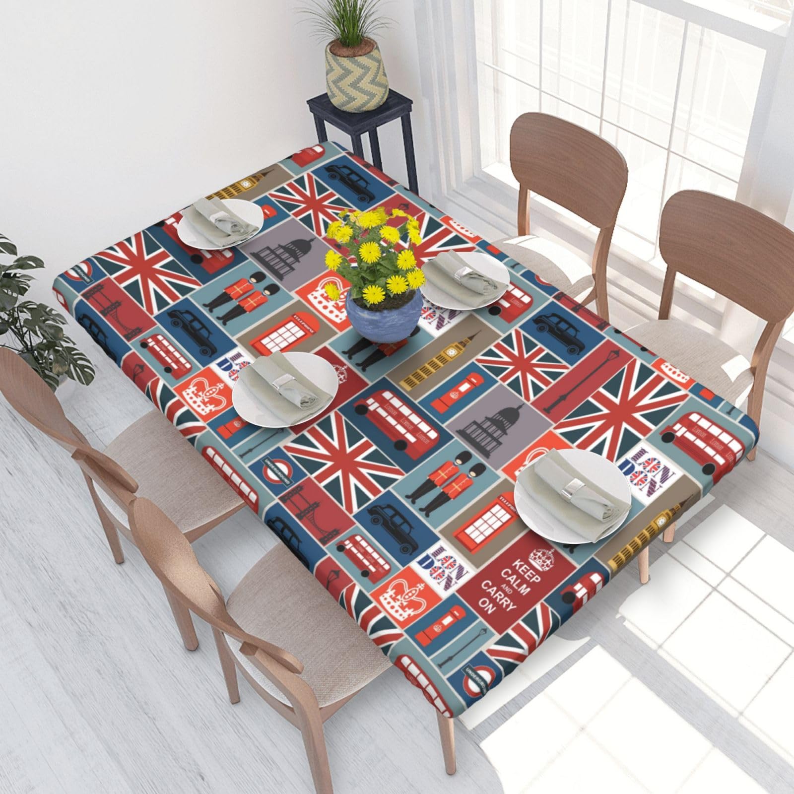 WKSGDSG Fitted Tablecloth For Dining Room 4ft, Elastic Edged Table Cover