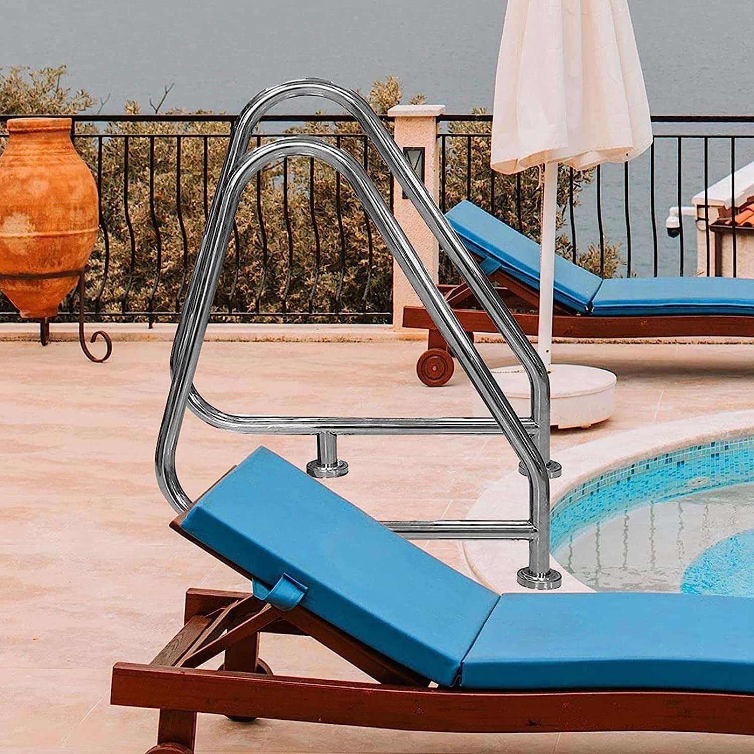 Pasamanos Resistentes de Seguridad para Piscina Pasamanos de Piscina Pasamanos de riel de Agarre de Piscina Fácil de Instalar Parachoques de rampa Soporte de Entrada de Piscina Pas