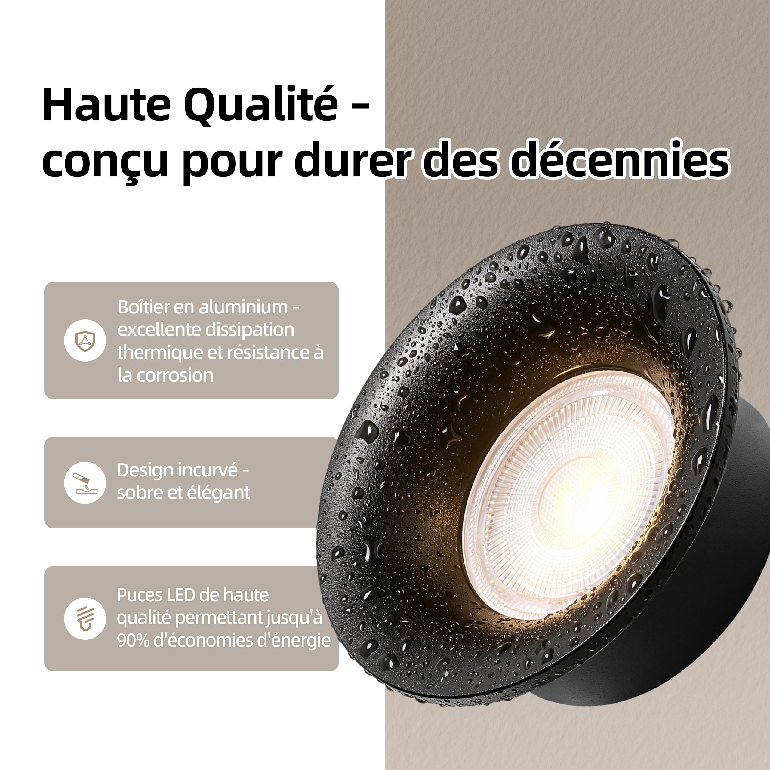 Spot Led Encastrable Dimmable, Spot Salle de Bain IP44, 5W 550LM Spots de Plafond en Aluminum, Blanc Chaud/Blanc Neutre/Blanc Froid Réglable, Trou Ø75mm IRC90+, Lot de 3