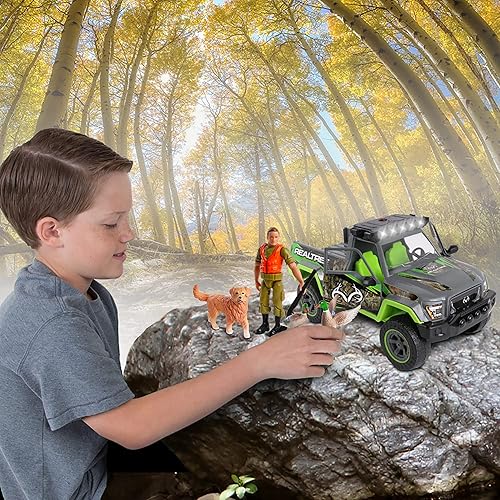 Miniatura 5 de NKOK Realtree Escala 1:18: juego de caza de patos – Camión de 6 piezas con luces y sonidos accionados por fricción, camuflaje Realtree y caza de