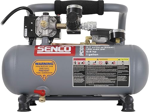 SENCO PC1010 1/2-Horsepower 1-Gallon Finish and Trim Hot Dog Air Compressor Portable Tire Inflator For Car