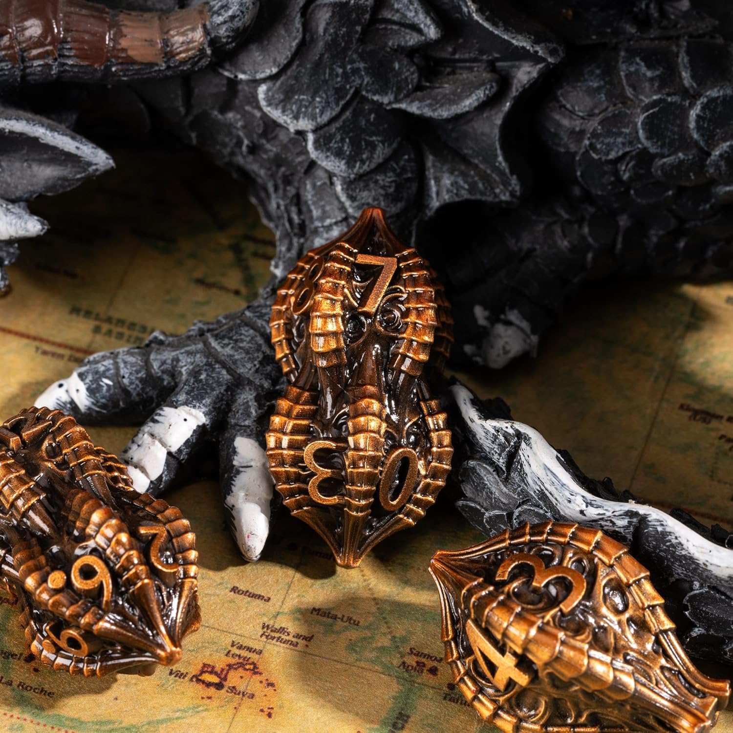 7-Piece Metal Dice Set DND Dice with Dragon Claw Design - Perfect for Dungeons & Dragons RPG Tabletop Role-Playing Games