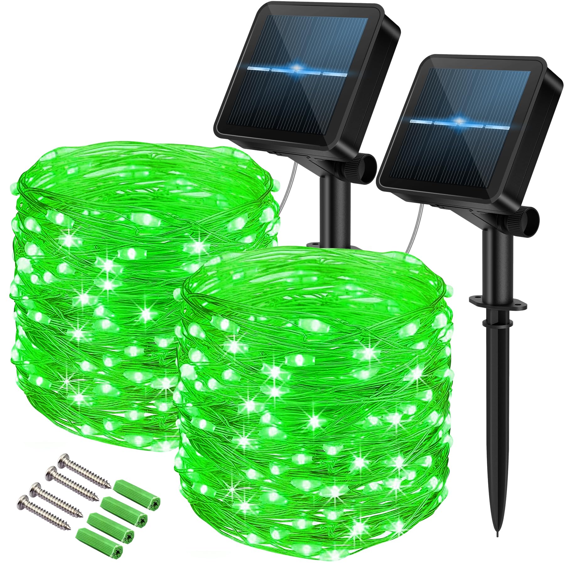 Knasin 120 LED Solar Fairy Lights Outdoor, 2 Pack Total 24M/ 80Ft 240LEDS, 8 Modes with 8-Hour Timer, Outdoor Garden Lights, Waterproof String Lights, Suitable for Party, Camping, Decorations (Green)