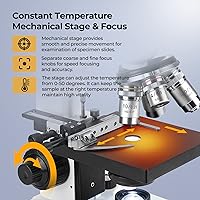 Vista 2 de [Temperatura constante] Microscopio compuesto trinocular Vabiooth Lab 40X-2500X de aumento con monitor de 7 pulgadas, ocular electrónico de 5 MP
