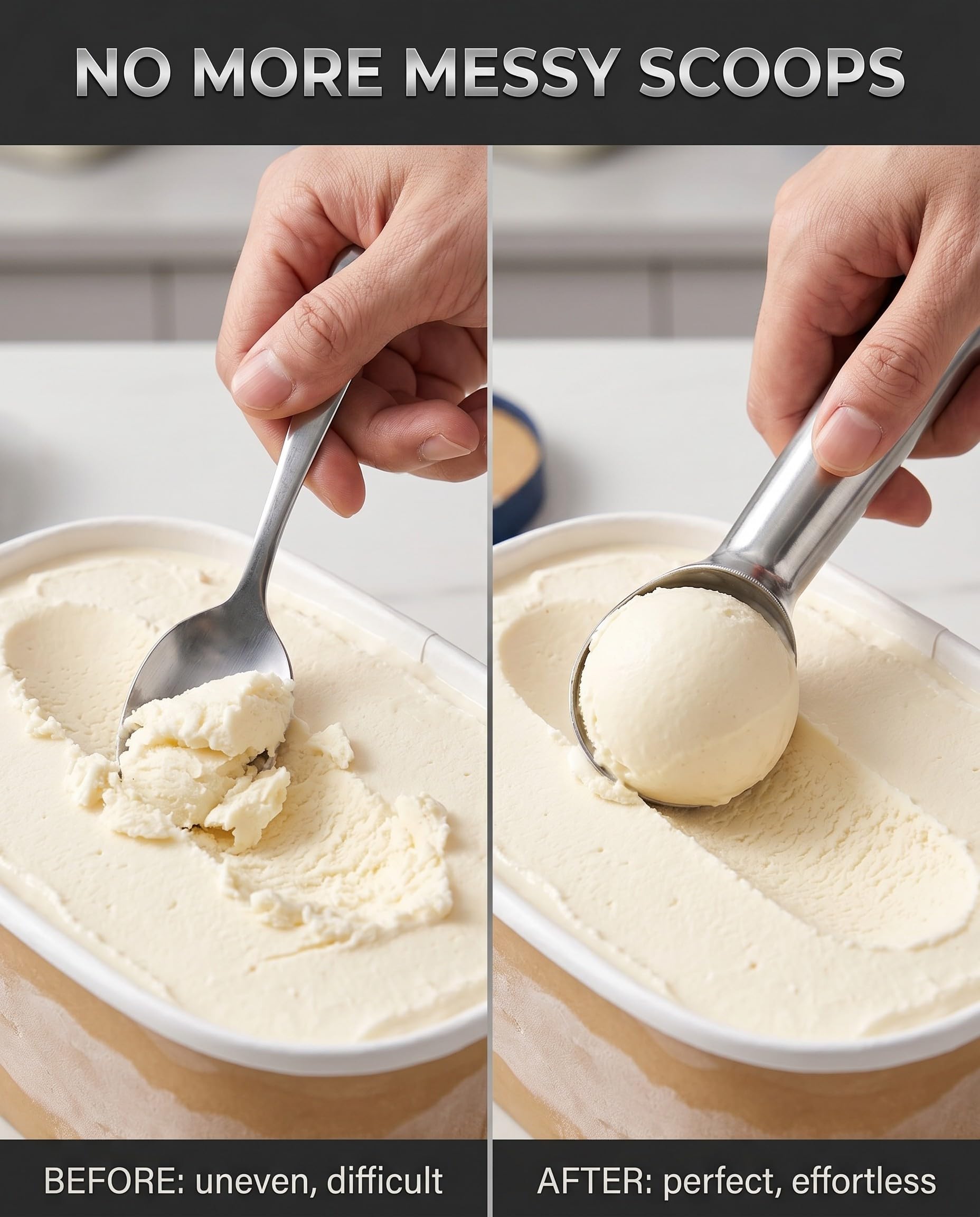 304 Acciaio Inox Cucchiaio di Gelato, Paletta Gelato Antiappiccicoso, Porzionatore Uniforme per Gelato, Purea di Patate, Frutta, Accessorio Cucina Professionale