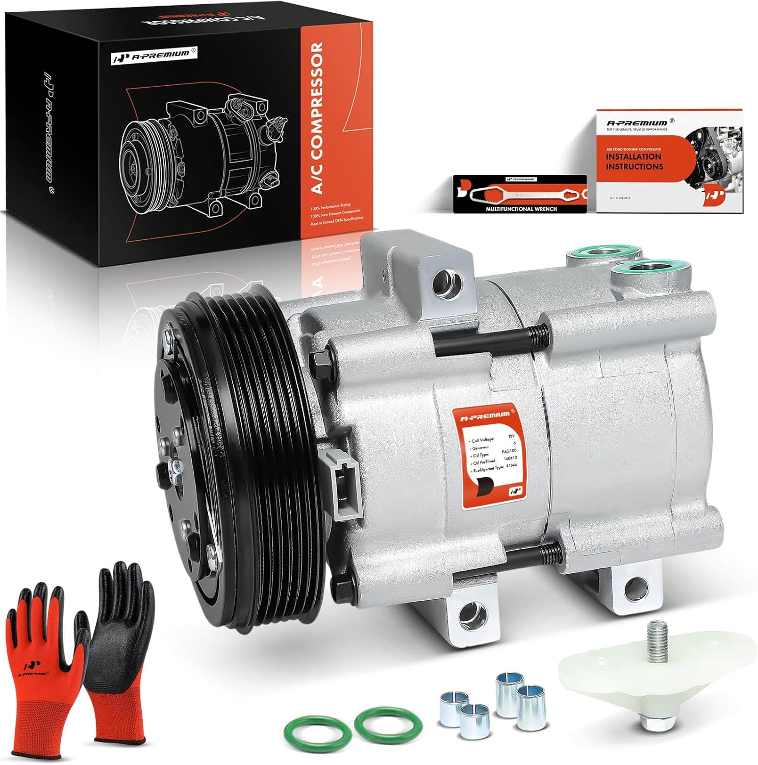 A-Premium AC Compressor with Clutch for Ford F-150 4.2L (1997–2006)