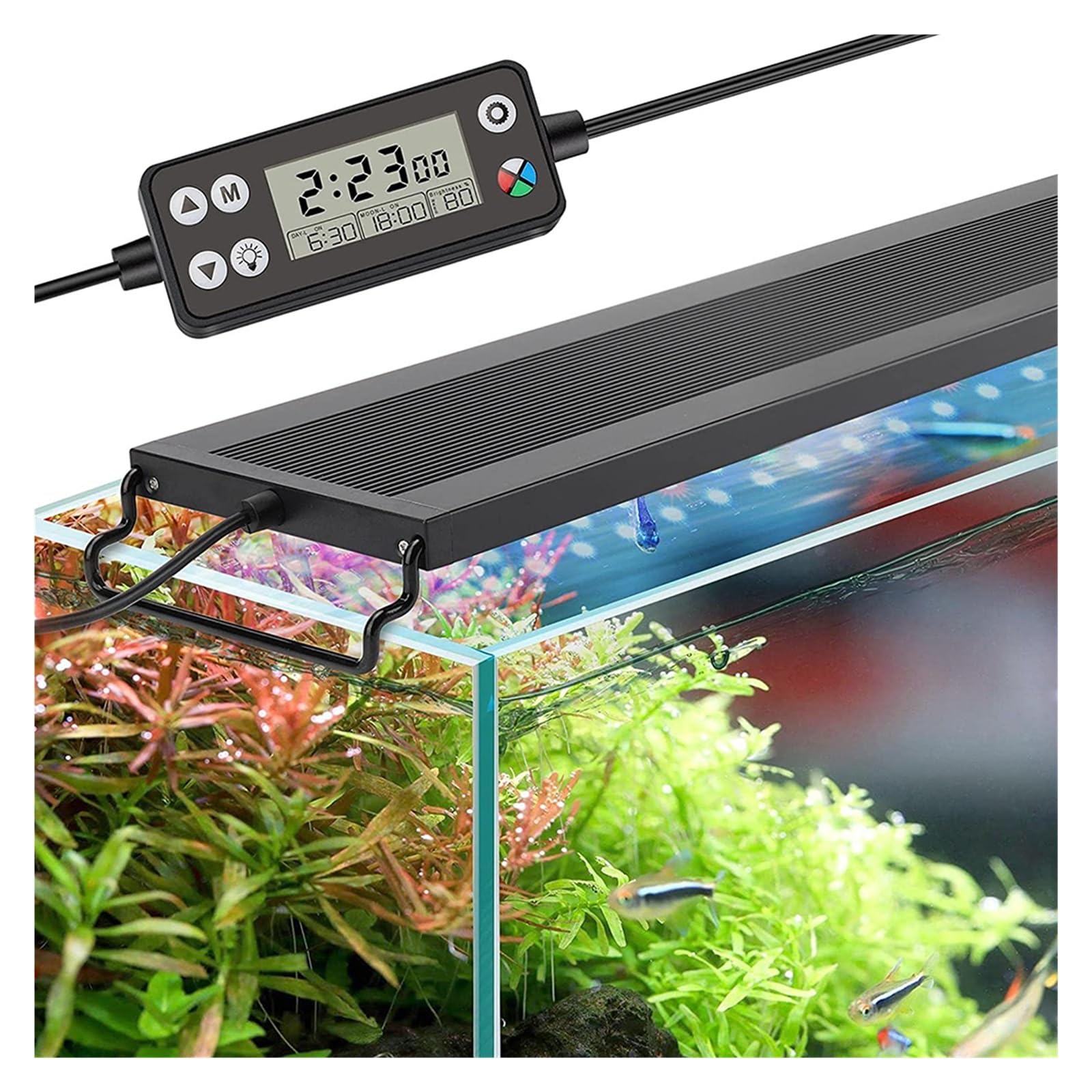 AXADD Luz LED para acuario Luz LED for acuario WRGB de 120cm con temporizador, luz impermeable for pecera, lámpara subacuática, iluminación decorativa for acuarios, luces plantadas 7/24