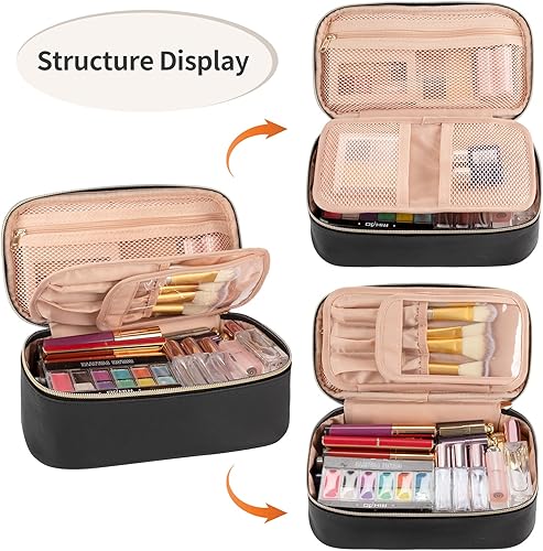 Miniatura 2 de OCHEAL Pequeña bolsa de cosméticos, portátil, bonita bolsa de maquillaje de viaje para mujeres y niñas, organizador de brochas de maquillaje, bolsa