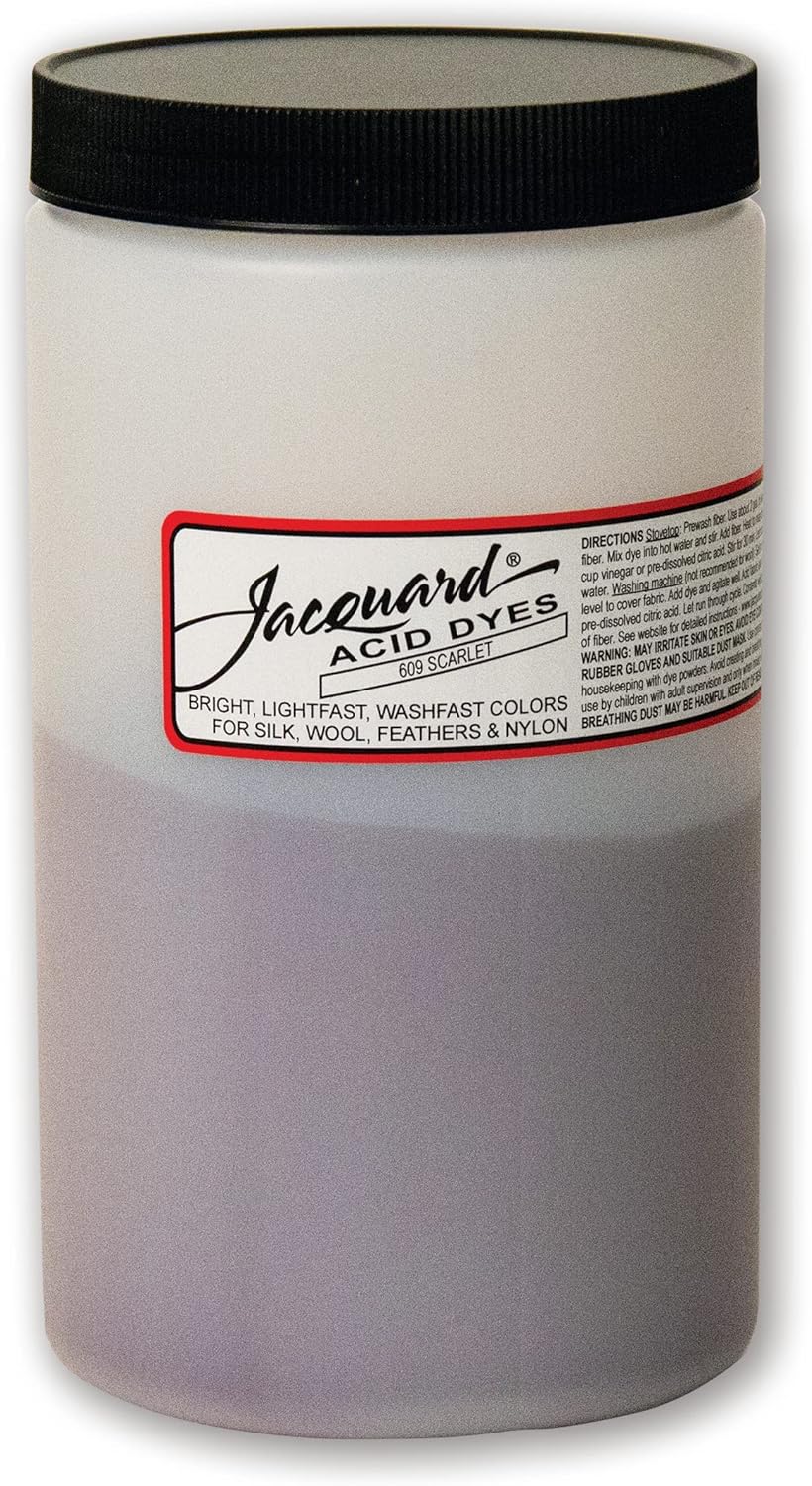 Jacquard Acid Dye - Scarlet - 1 Lb Net Wt - Acid Dye for Wool - Silk - Feathers - and Nylons - Brilliant Colorfast and Highly Concentrated