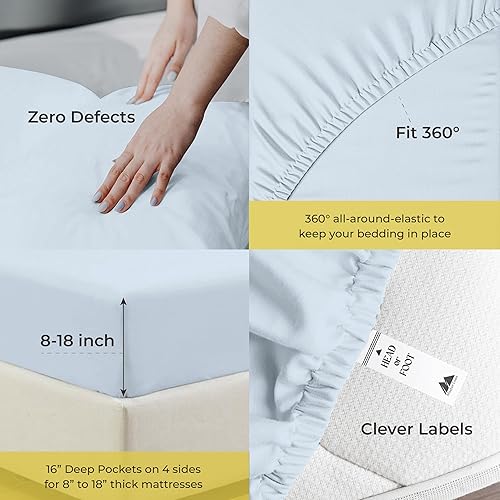 Miniatura 43 de Mayfair Linen Sábanas 100% de algodón egipcio tamaño Queen – Juego de sábanas de 1000 hilos de algodón egipcio tamaño Queen, 6 piezas, color rubor